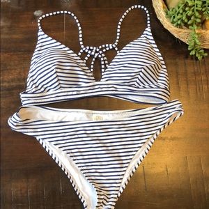 New Navy Stripe Cupshe Bikini size M